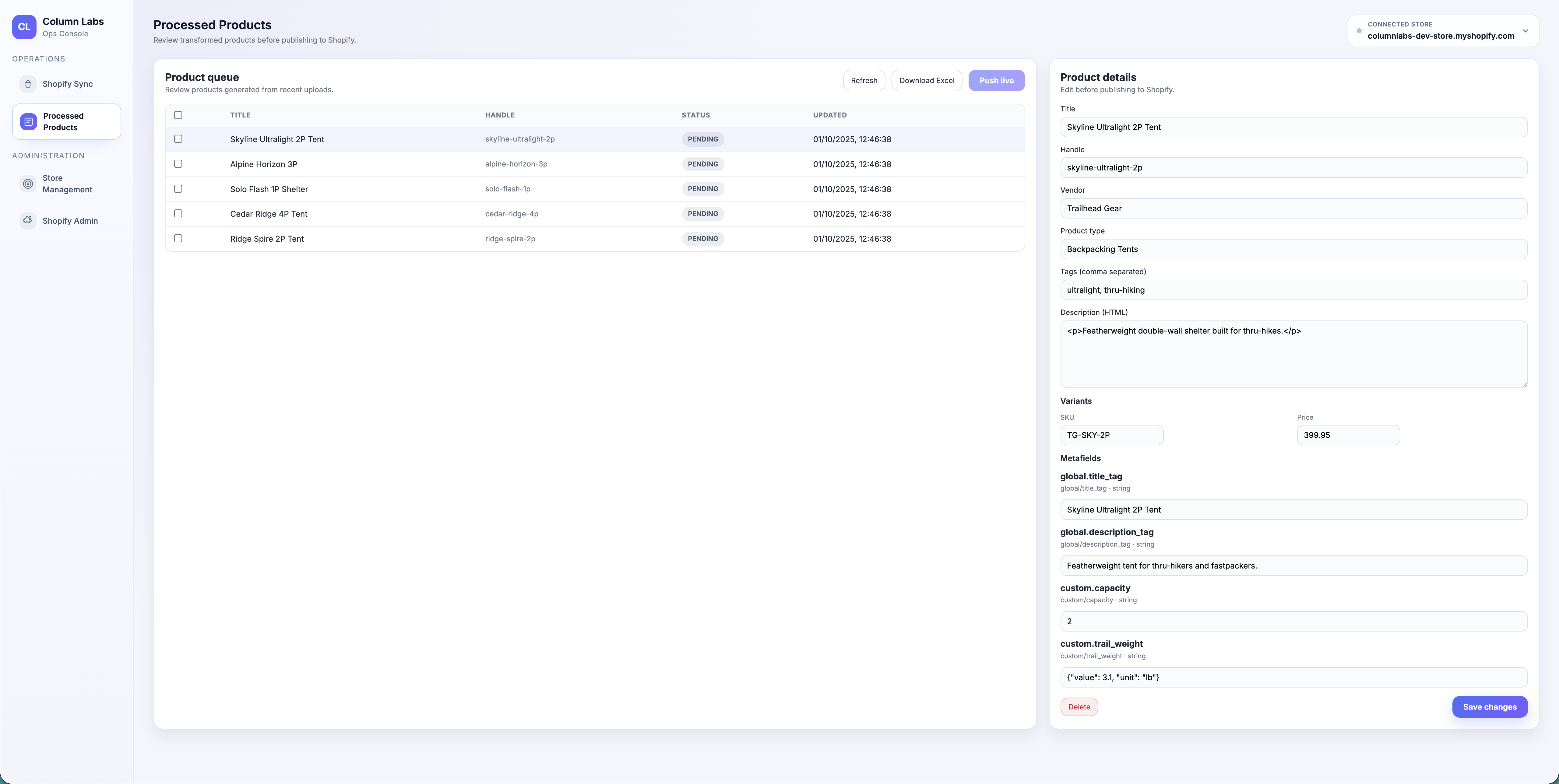 Processed Products - Review AI-enriched catalog